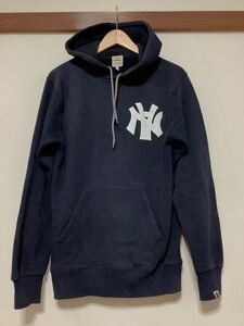 な1276 A BATHING APE エイプ 初期 スウェットパーカー M ネイビー HOODIE フーディ ストリート プルオーバー 裏起毛 オールド