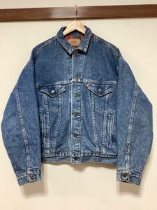 ぬ1282 USA製 Levi's リーバイス 70417 9316 トラッカージャケット 90's 裏地ネル ジージャン デニムジャケット L ビンテージ 4ポケ