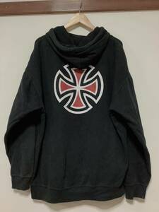 ぬ1277 INDEPENDENT インディペンデント プルオーバー スウェットパーカー HOODIE フーディー XL ブラック 裏パイル