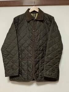 ね1206 イングランド製 LAVENHAM ラベンハム 中綿キルティングジャケット 36 ブラウン メンズ 小さめ 襟コーデュロイ