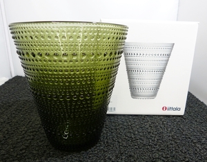 ◇保管品　iittala　イッタラ カステヘルミ フラワーベース 154mm 　Kastehelmi Oiva Toikka　vase　Maijakko　モスグリーン　北欧◇