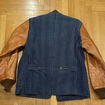 SUGAR CANE/ FICTION ROMANCE PRINT CORDUROY SPORTS JACKET サイズ表記42 日本製 SC13707 中古品 ネイビー コーデュロイウォバッシュ_画像2