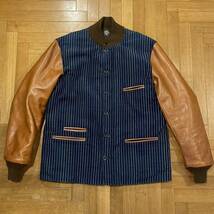 SUGAR CANE/ FICTION ROMANCE PRINT CORDUROY SPORTS JACKET サイズ表記42 日本製 SC13707 中古品 ネイビー コーデュロイウォバッシュ_画像1