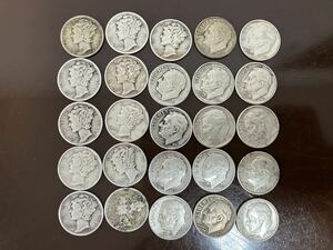 LIBERTY ONE DIME アメリカ 銀貨 25枚まとめ 1934年〜1964年製 10セント 総重量61.8g /52 ①