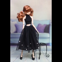 人形服msdr-23-192黒ボルダーネックトップスとビーズチュールスカート（momoko、ジェニー、オビツボディなど1/6人形用）_画像2