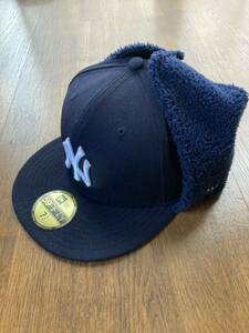 ニューエラ　NEWERA キャップ 帽子 ヤンキース　耳当て付き　59.6cm 中古美品