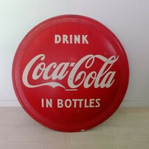 【希少】★DRINK Coca-Cola IN BOTTLES★コカ・コーラ★特大ホーロー看板★ドーム★ボタン★レトロ★アンティーク★ビンテージ★1950年代_画像2