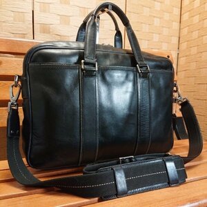 【美品】 COACH コーチ 【F70021】 ブリーフケース ショルダーバッグ ビジネスバッグ 鞄 レザー 【ブラック】