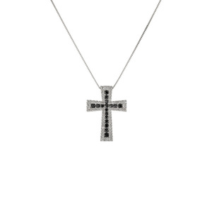 Pt950 Black Diamond Diamond Cross Cross (правильное) ожерелье