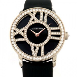  Tiffany TIFFANY&Co. Atlas cocktail round bezel diamond Z1900.10.40E10A40B black face new old goods wristwatch lady's 