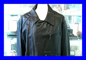 ○中古 エンポリオアルマーニ EMPORIO ARMANI ラムスキン ダブルライダース JK ジャケット 52サイズ J0005