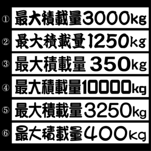 最大積載量ステッカー　１８センチ　白　２枚組