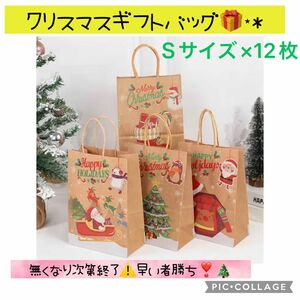 クリスマス クラフト ラッピング 手さげ プレゼント 包装 ゆきだるま ツリー サンタ 12枚