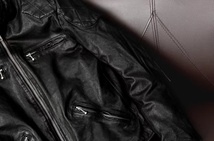 ライダースジャケット シングルライダース バイクレザー シープスキン羊革 本革 革ジャン レザージャケット メンズファッション S～5XL_画像8