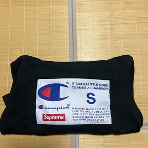 18aw Supreme Champion Label Hooded Sweatshirt パーカー　スウェット　チャンピオン　黒　ブラック　S Hoodie Box Logo 