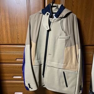 21aw sacai Wool Melton Jacket 再構築 ドッキングウールメルトンジャケット ブラック 1 ナイロン　