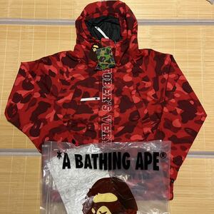 新品未使用　A BATHING APE BAPE KAWS OVO RED CAMO SNOWBOARD JACKET スノボジャケット　迷彩　パーカー　ジャケット　M SHARK STA 