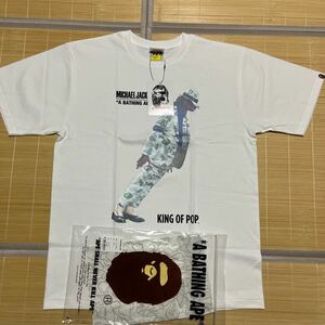 新品未使用　A BATHING APE BAPE KAWS MICHAEL JACKSON マイケルジャクソン　tee tシャツ M BABY MILO ベビーマイロ　CAMO 迷彩　L 白