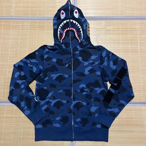 A BATHING APE BAPE SHARK HOODIE シャークパーカー　スウェット　M CAMO 迷彩　ワッペン　BABY MILO STA ベビーマイロ　FULL ZIP