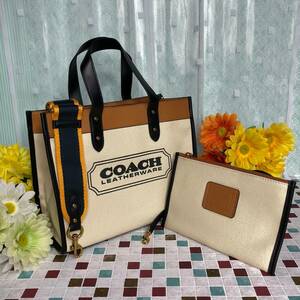 COACH Coach Denim back white great popularity new goods shoulder 2way white 