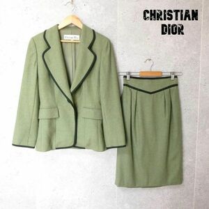  superior article beautiful Christian Dior Christian Dior size 7 setup suit single 1B tailored jacket long skirt green 