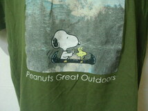 ssy7678 PEANUTS 半袖 Tシャツ カーキグリーン ■ フロントプリント ■ スヌーピー クルーネック Lサイズ_画像4