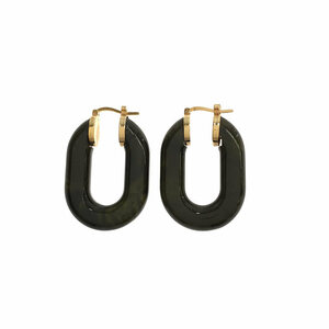 [ beautiful goods ] JIL SANDER / Jil Sander | oval hoop earrings | moss green / Gold | lady's 