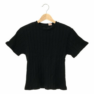 YOUNG&OLSEN / ヤングアンドオルセン | コットン リブ カットソー Tシャツ | 2 | ブラック | レディース