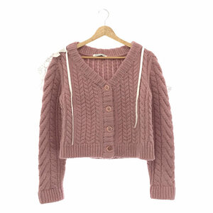 Cecilie Bahnsen /sesi Lee van sen| MILO JUMPERmelino wool alpaca collar attaching cable cardigan | XS/S | pink | lady's 