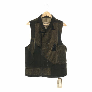 【新品】 ziggy chen / ジギーチェン | STAND COLLAR DOUBLE BREASTED PATCHWORKWAISTCOAT / ツイード ダブルブレストベスト | 46