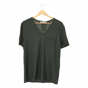 【新品】 T by Alexander Wang / ティーバイアレキサンダーワン | クルーネック ポケットTシャツ | XS | グリーン/ブラック