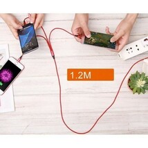 1) ７本セット　充電ケーブル 3in1 2.4A Lightning/USB Type-C/microUSB iPhone/Android対応 1.2m 高速充電 レッド_画像3