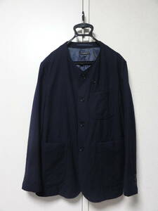 19FW Engineered Garments No Collar Jacket Uniform Serge ノーカラー ジャケット ユニフォーム サージ ネイビー