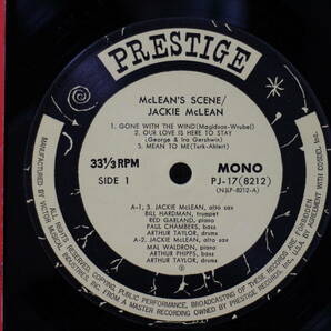 国内盤 MONO LP McLEAN`S SCENE / JACKIE McLEAN PJ-8212-17 中古の画像4