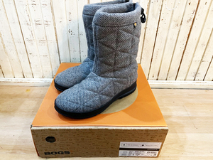 Q88★美品 BOGS/ボグス SNOWDAY MID WOOL スノーデイミッド レディース スノーブーツ ウィンターブーツ 防水 チャコール 23cm ★ 