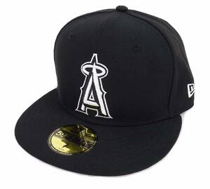 New Era ニューエラ MLB ロサンゼルス エンゼルス ベースボールキャップ（ブラック/ブラックバイザー） (7 55.8cm) 【並行輸入品】