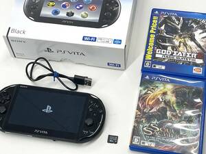 PlayStation Vita PSVITA PCH-2000 本体 ブラック 箱 ケーブル メモリーカード ソフト2本 セット