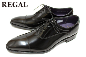 新品 20%OFF☆REGAL リーガル 靴 メンズ ビジネスシューズ 25AR BE 本革 フォーマルもOK ストレートチップ ブラック☆24.5cm