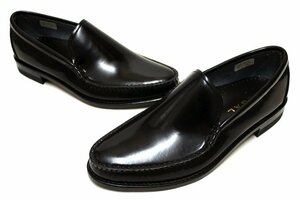 【新品】20%OFF☆REGAL リーガル 靴 メンズ ビジネスシューズ 43VR BD 本革 手縫いモカ ヴァンプ スリッポン ブラック☆25.0cm