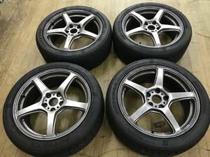 WORK EMOTION T5R BS POTENZA RE-71RS 22年製 225/45R18 7.5J+43 4本 中古 マークX カムリ レヴォーグ オデッセイ ヴェゼル