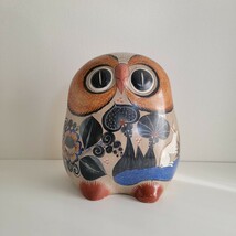 特大サイズ 70s 南米 メキシコ ヴィンテージ フォークアート 伝統工芸品 トナラ焼き フクロウ 陶芸 民芸 梟 オブジェ 置物 民芸品 トナラ_画像1