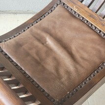 ヴィンテージ スツール 木製 オーク レザー カルティニチェア アジアン家具 椅子 バリ アンティーク インテリア _画像6