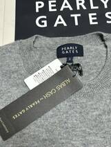 PEARLY GATES パーリーゲイツ カシミヤクルーネックニットセーターグレーメンズ6（XL）新品送料込み!_画像4