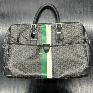 ゴヤール GOYARD アンバサード MM ブリーフケース ビジネス バッグ ヘリンボーン PVC レザー ブラック マーカージュ 【中古】良品