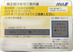 ANA株主優待券１枚のみ 2023年1月〜2024年11月30日搭乗まで有効