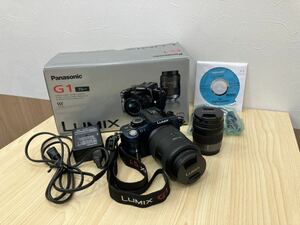 「H4698」Panasonic パナソニック LUMIX G1 DMC-G1W デジタルカメラ ダブルズームレンズキット ブルー 簡易動作確認済