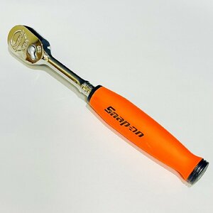 ★美品 Snap-on ソフトグリップ ラチェットハンドル 3/8 FHCL72 コンパクドヘッド ラチェット オレンジ 領収OK w1116-3-5b