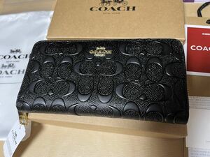 送料無料　コーチ高級長財布　デボスドシグネチャーブラック　F53834　COACHアウトレット新品・未使用品　付属品あり