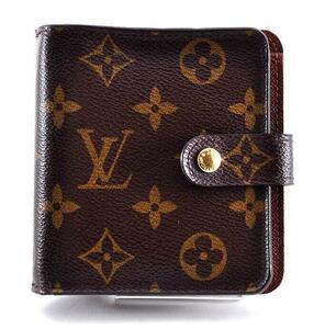 Louis Vuitton ルイヴィトン モノグラム コンパクト 二つ折り財布 ウォレット レザー 革 ブラウン 茶色 ファスナー ジップ C1010547