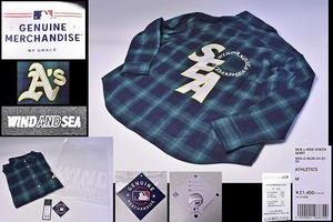 WIND AND SEA ★ ATHLETICS Check Shirt 長袖 ★ グリーン系 Mサイズ タグ有り ★ ウィンダンシー ★ WBS-C-MLB5-24-Q1-03 ★ MLBxWDS ★